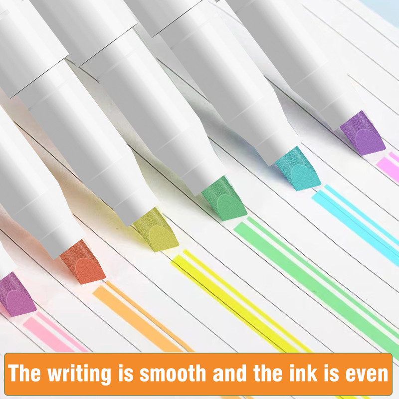 15 Color Double Ended Highlighter Set, Pastel & Fluo Drawing Pens, Dual Tip Highlighters for Journaling, Art, School