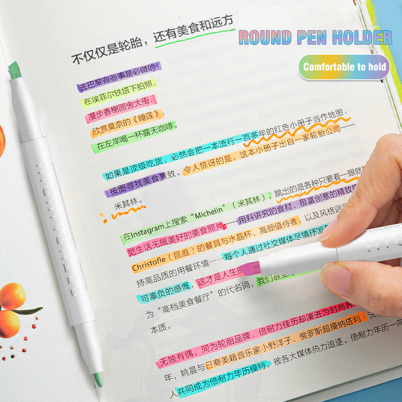 15 Color Double Ended Highlighter Set, Pastel & Fluo Drawing Pens, Dual Tip Highlighters for Journaling, Art, School