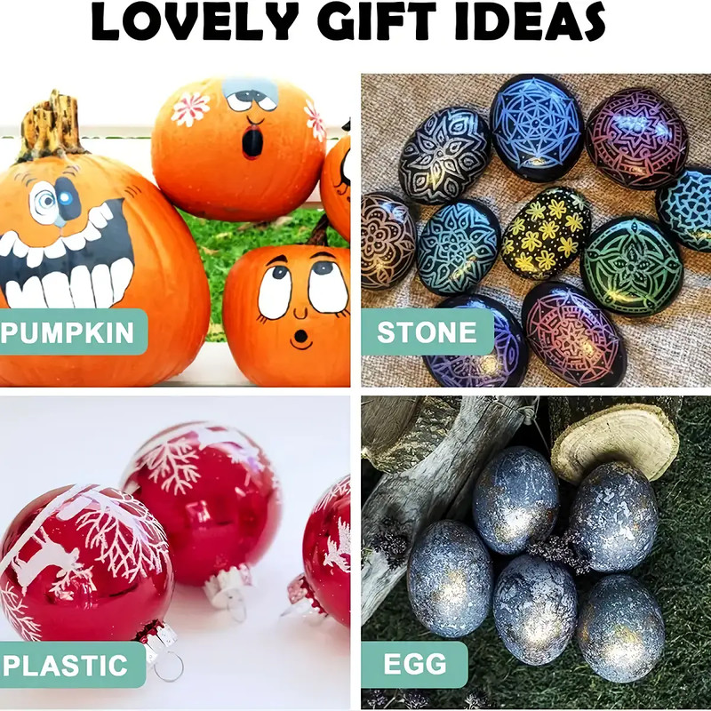 10pcs Metallic Marker Pens, Waterproof Permanent Markers for Rock Painting, Glass, Metal, Plastic, Ceramic, Canvas, DIY