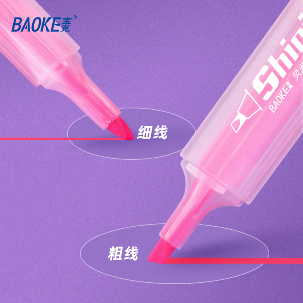 BAOKE MP4910 6 Color Highlighters, Chisel Tip, Quick Dry Fluorescent Ink, Note Taking, Studying, School Office Supplies