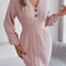 Womens Knit Dress, Autumn Winter Casual Long Sleeve Bodycon, V Neck Knitted Short Dress