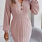 Womens Knit Dress, Autumn Winter Casual Long Sleeve Bodycon, V Neck Knitted Short Dress