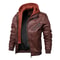 Mens Vintage Faux Leather Motorcycle Jacket, with Removable Hood, Camouflage Lining, Windproof Bomber Coat, Casual Styl