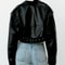 Womens Vintage Moto Jacket, Oversized Faux Leather Biker Coat, with Belt and Zipper, Streetwear Outwear