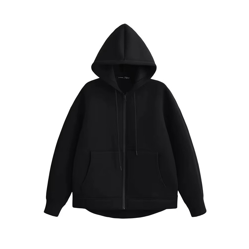 Winter Womens Oversized Hoodie Coat, High Street Zipper Jacket, Loose Fit Sweatshirt with Double Pockets, Outerwear Top