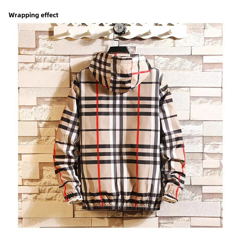 Style Mens Plaid Jacket Slim Fit Hooded Outerwear Versatile Casual Clothing Spring Autumn New Arriv 1
