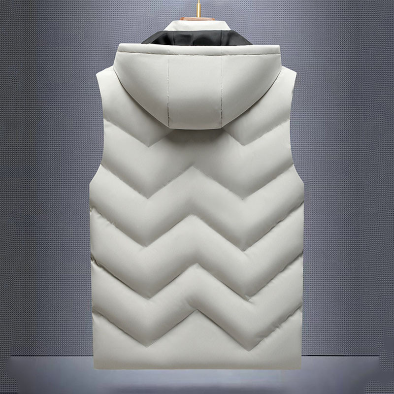 Men's Winter Down Vest, Waterproof, Hooded with Detachable Hat, Stand Up Collar Sleeveless Coat, Casual Waistcoat