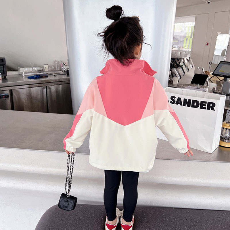 Colorblock Baseball Jacket For Girls Spring And Autumn Trench Coat Casual Fashion Outerwear For Chi 1