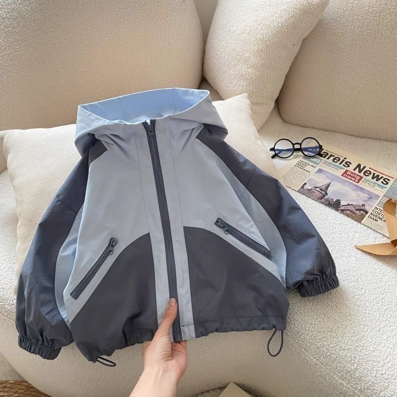 New Autumn Boys Jacket, Casual Spliced Windbreaker Coat, Cotton Kids Outerwear with Zipper, Infant Baby Boy Trench Coat