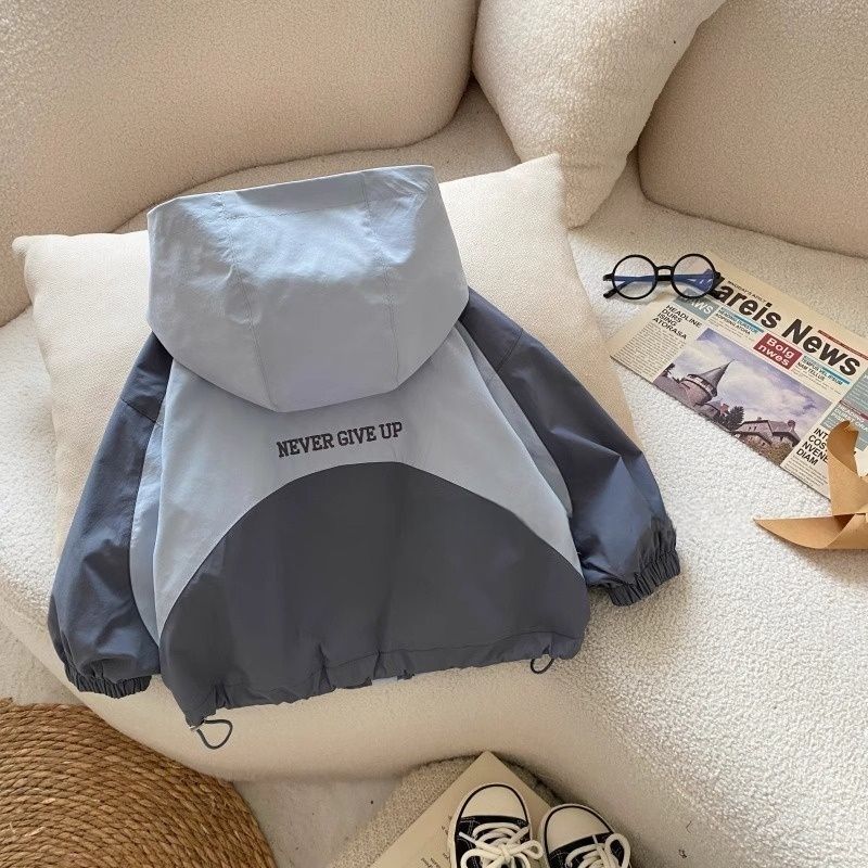 New Autumn Boys Jacket, Casual Spliced Windbreaker Coat, Cotton Kids Outerwear with Zipper, Infant Baby Boy Trench Coat