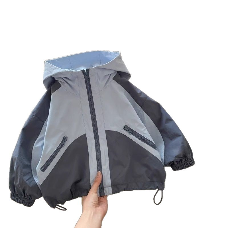 New Autumn Boys Jacket, Casual Spliced Windbreaker Coat, Cotton Kids Outerwear with Zipper, Infant Baby Boy Trench Coat