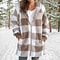 Winter Plush Jacket for Women, Plus Size Patchwork Hooded Outwear, Fashion Plaid and Striped Design, Long Sleeved