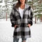 Winter Plush Jacket for Women, Plus Size Patchwork Hooded Outwear, Fashion Plaid and Striped Design, Long Sleeved