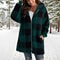 Winter Plush Jacket for Women, Plus Size Patchwork Hooded Outwear, Fashion Plaid and Striped Design, Long Sleeved