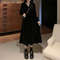 Retro Black Velvet Dress, Hepburn Style V Neck, Slim Fit Long Skirt for Autumn Winter