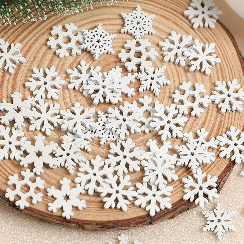 Christmas Decoration Tree, White Wooden Snowflake, Ornaments for Home Decor, DIY Gifts Accessories for New Year