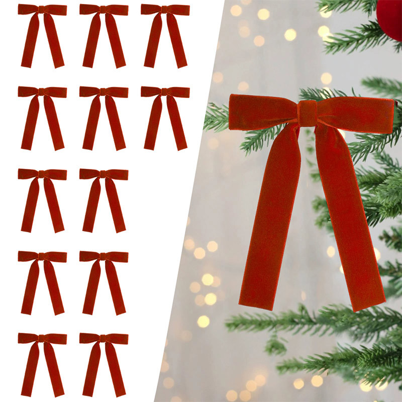 Vintage Velvet Bows, DIY Christmas Tree Decoration, Ribbon Bow Cable Tie, Gift Wrapping Christmas Decorations