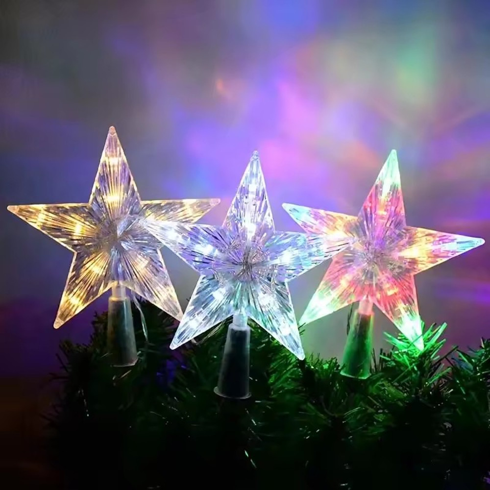 Glowing Christmas Decoration, Glitter Star Tree Topper, Shining Ornaments for Home Decor, Navidad, New Year