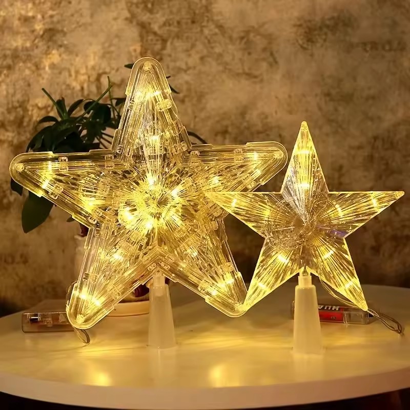 Glowing Christmas Decoration, Glitter Star Tree Topper, Shining Ornaments for Home Decor, Navidad, New Year
