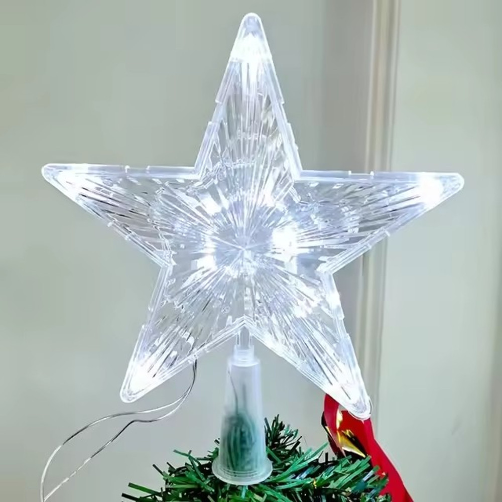 Glowing Christmas Decoration, Glitter Star Tree Topper, Shining Ornaments for Home Decor, Navidad, New Year