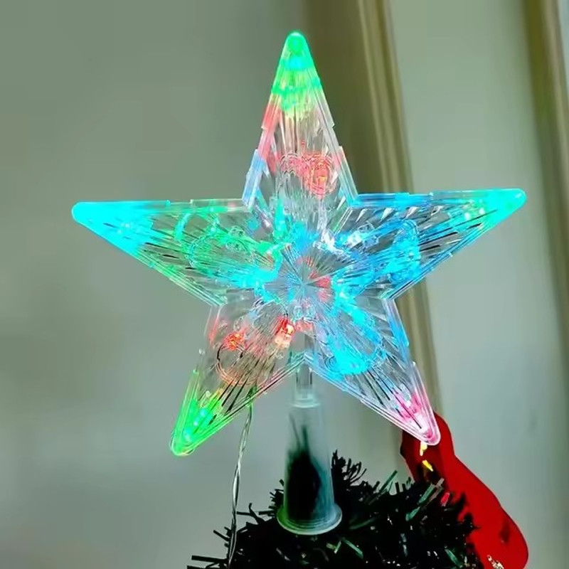 Glowing Christmas Decoration, Glitter Star Tree Topper, Shining Ornaments for Home Decor, Navidad, New Year