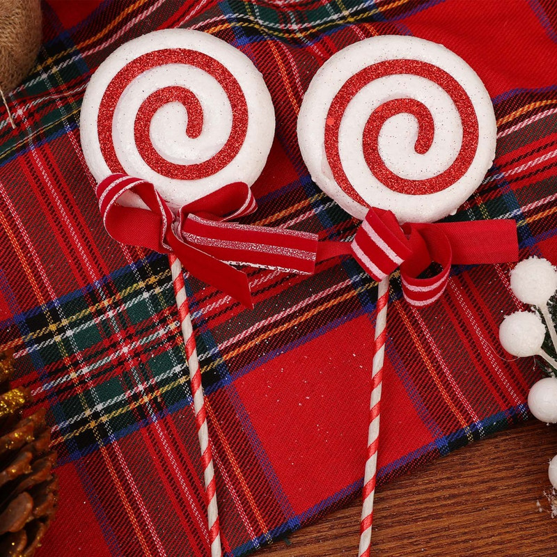 Christmas Tree Lollipop Pendants, Glittery Candy Cane Simulation Hanging Decoration, New Year Home Party Ornament