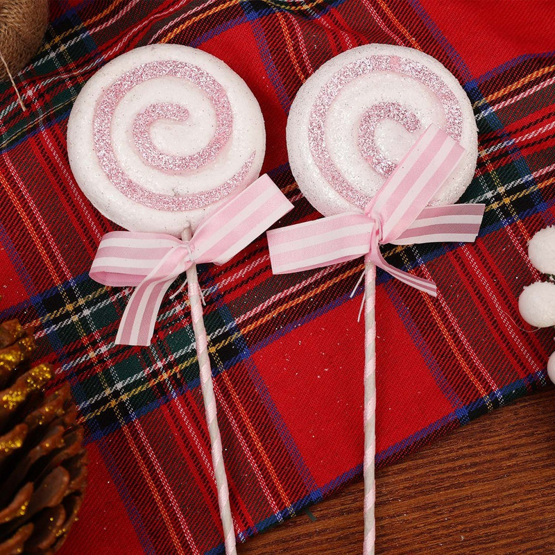 Christmas Tree Lollipop Pendants, Glittery Candy Cane Simulation Hanging Decoration, New Year Home Party Ornament