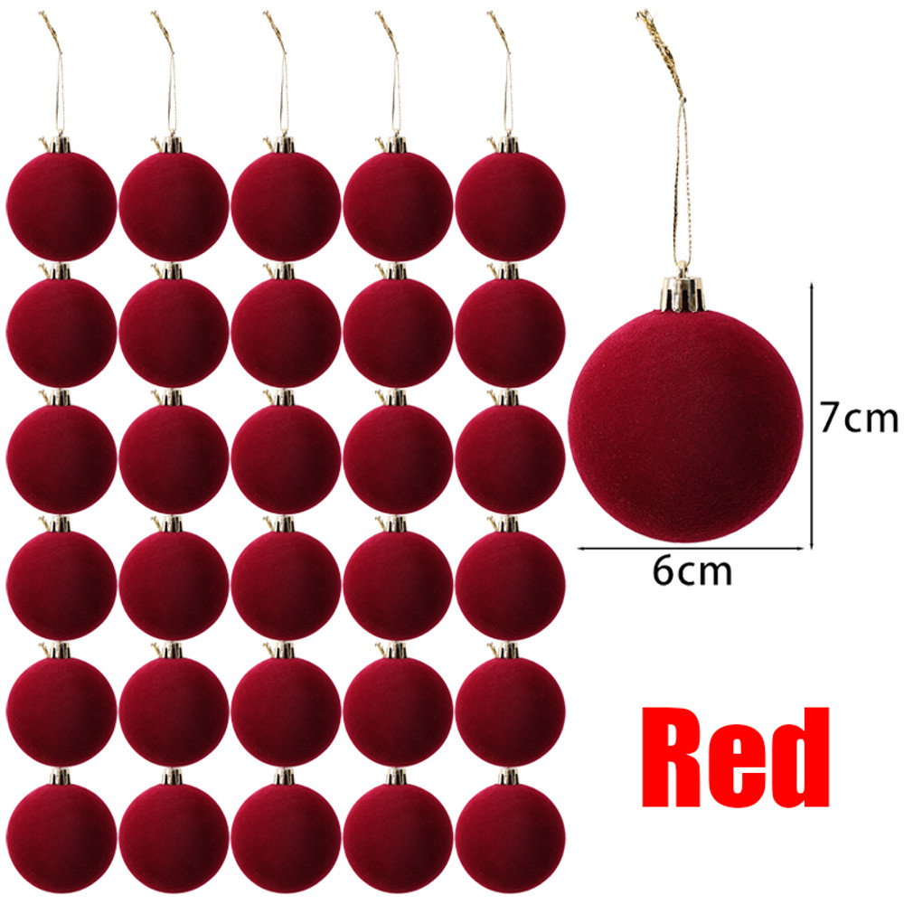 Velvet Christmas Balls Wine Red, Flocked Xmas Tree Pendents, Elegant Navidad Festival Ornaments, Party and Home Decor