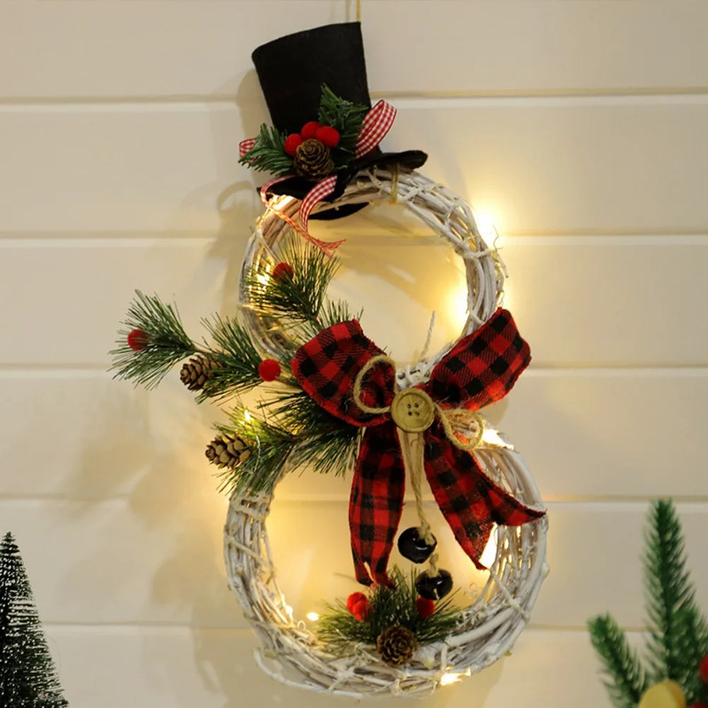 Rattan Wreath Christmas Lights Pendant, Family Decoration, Christmas Tree and Window Props
