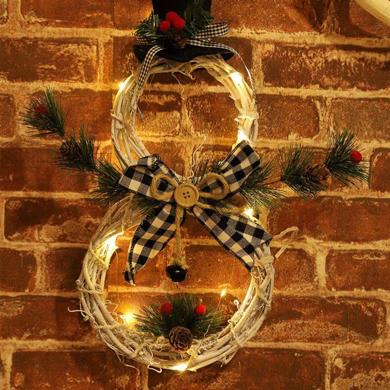 Rattan Wreath Christmas Lights Pendant, Family Decoration, Christmas Tree and Window Props