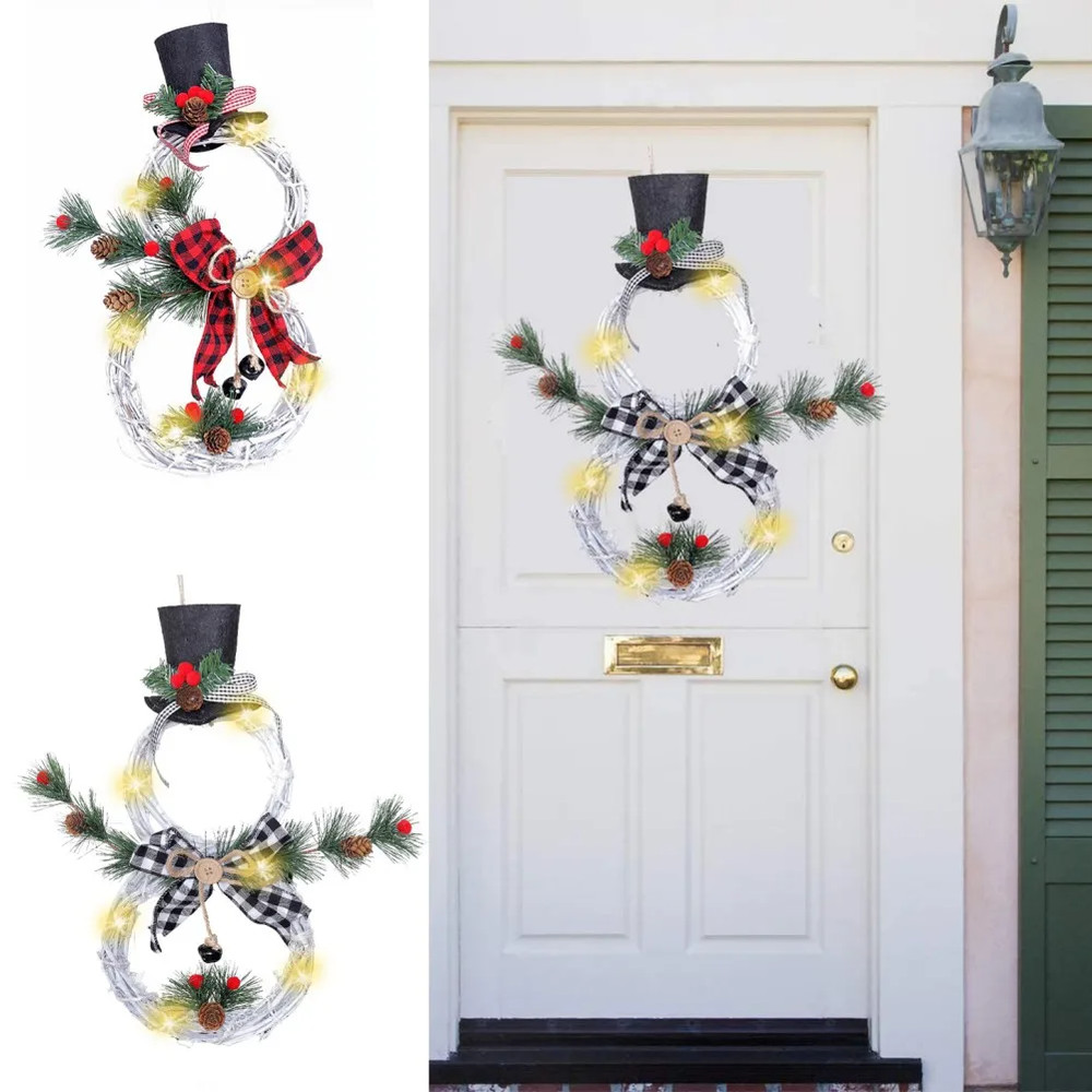 Rattan Wreath Christmas Lights Pendant, Family Decoration, Christmas Tree and Window Props