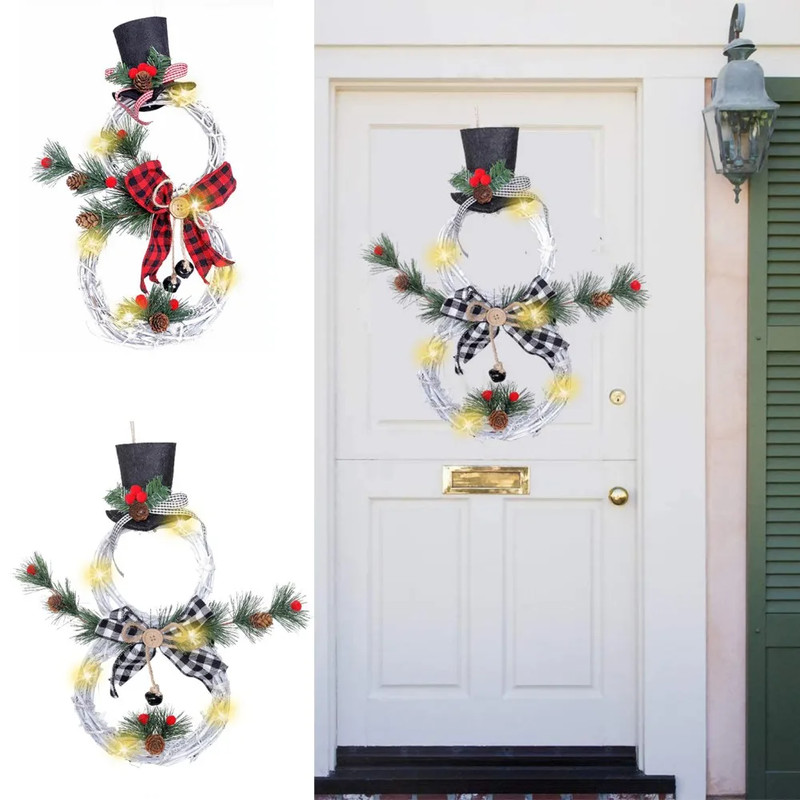 Rattan Wreath Christmas Lights Pendant, Family Decoration, Christmas Tree and Window Props