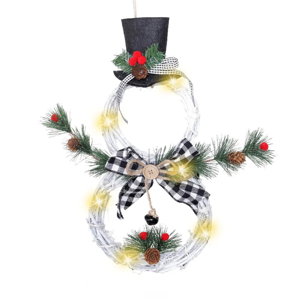 Rattan Wreath Christmas Lights Pendant, Family Decoration, Christmas Tree and Window Props