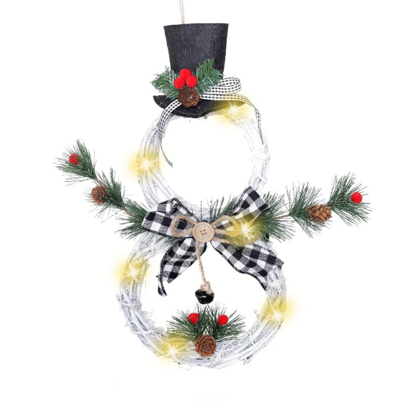 Rattan Wreath Christmas Lights Pendant, Family Decoration, Christmas Tree and Window Props