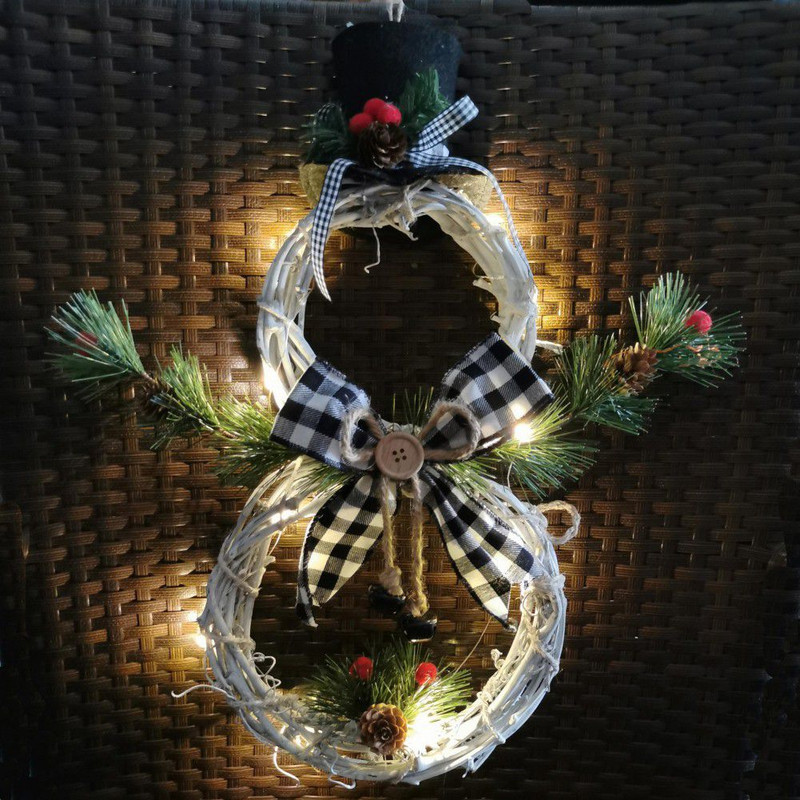 Rattan Wreath Christmas Lights Pendant, Family Decoration, Christmas Tree and Window Props