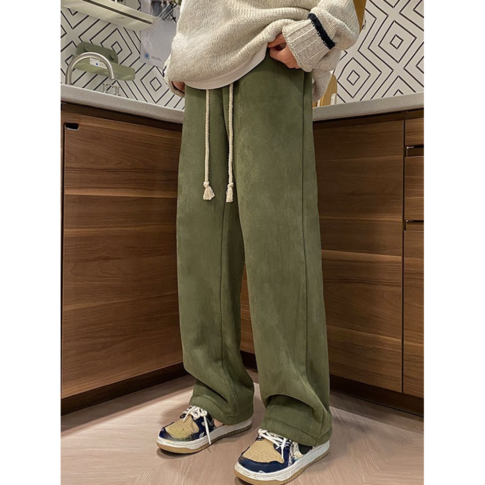 Winter Fashion, Womens Thickened Trousers, Straight Leg Pants, Casual Wide Leg Style, Autumn Winter