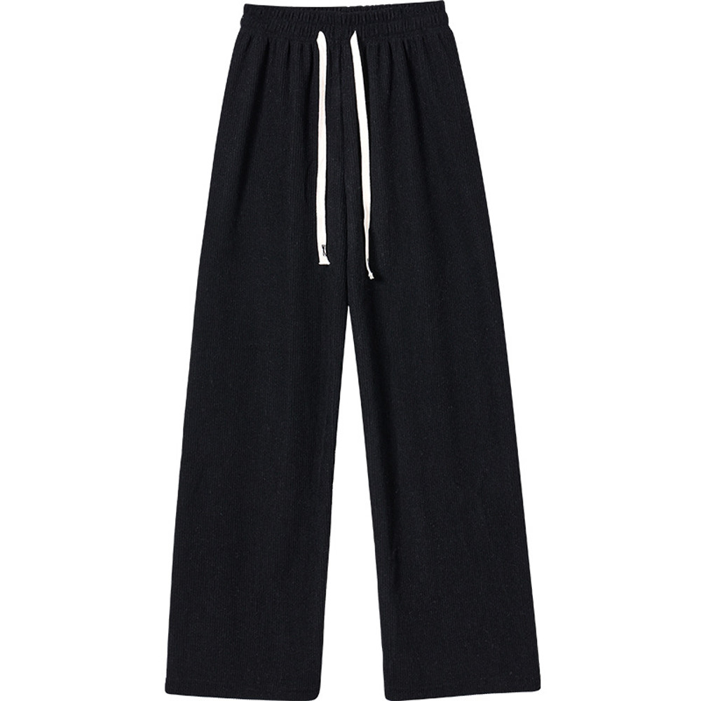 Winter Women Fleece Pants, Wide Leg Trousers, Thicken Warm Elastic Waist, Casual Loose Long Bottoms