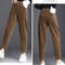 Women's High Waist Corduroy Pants, Thick Plush Warm Leggings, Casual Harem Trousers for Autumn Winter