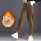 Women's High Waist Corduroy Pants, Thick Plush Warm Leggings, Casual Harem Trousers for Autumn Winter