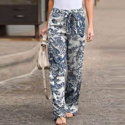 elegant print joggers, women's cotton linen pants, casual autumn streetwear, comfortable sweatpants
