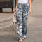 Elegant Print Joggers, Women's Cotton Linen Pants, Casual Autumn Streetwear, Comfortable Sweatpants