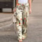 Elegant Print Joggers, Women's Cotton Linen Pants, Casual Autumn Streetwear, Comfortable Sweatpants