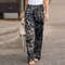 Elegant Print Joggers, Women's Cotton Linen Pants, Casual Autumn Streetwear, Comfortable Sweatpants