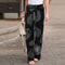 Elegant Print Joggers, Women's Cotton Linen Pants, Casual Autumn Streetwear, Comfortable Sweatpants