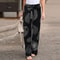 Elegant Print Joggers, Women's Cotton Linen Pants, Casual Autumn Streetwear, Comfortable Sweatpants