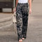 Elegant Print Joggers, Women's Cotton Linen Pants, Casual Autumn Streetwear, Comfortable Sweatpants