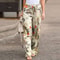 Elegant Print Joggers, Women's Cotton Linen Pants, Casual Autumn Streetwear, Comfortable Sweatpants