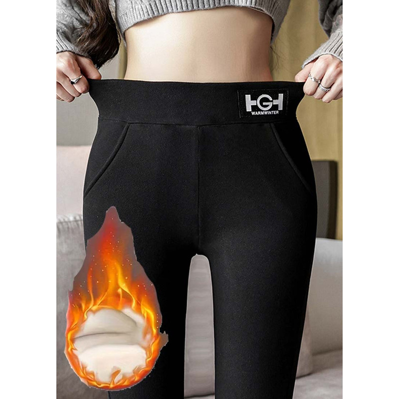 Women's High-Waist Thermal Pants, with Pockets, Elastic and Comfortable Trousers
