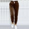 Warm Velvet Jogger Pants for Women, Solid Color, Versatile Fall and Winter Sweatpants with Drawstring