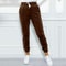 Warm Velvet Jogger Pants for Women, Solid Color, Versatile Fall and Winter Sweatpants with Drawstring